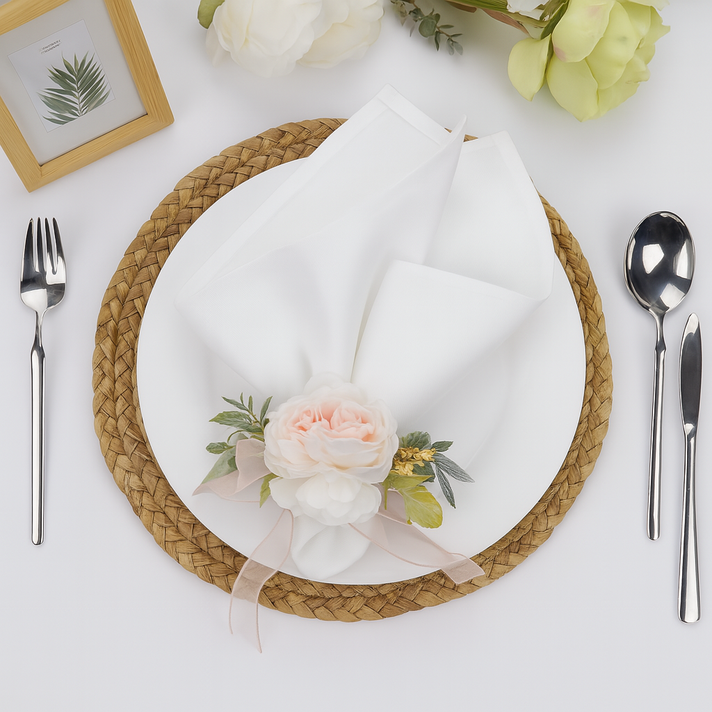 Rose Flower Napkin Ring Set of 4
