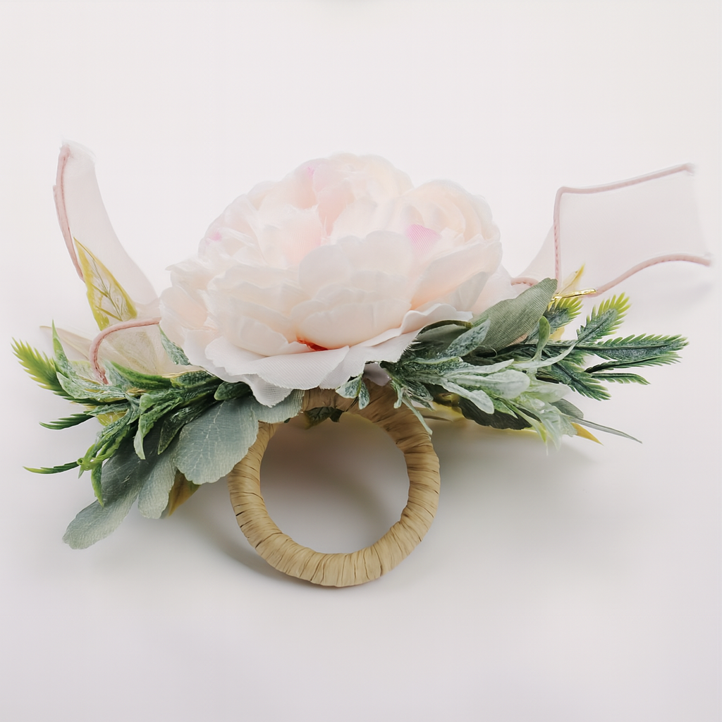 Rose Flower Napkin Ring Set of 4