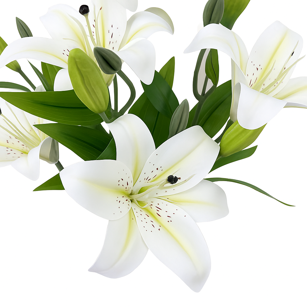 Realistic Touch Classic White Artificial Lily Flowers 8Pcs