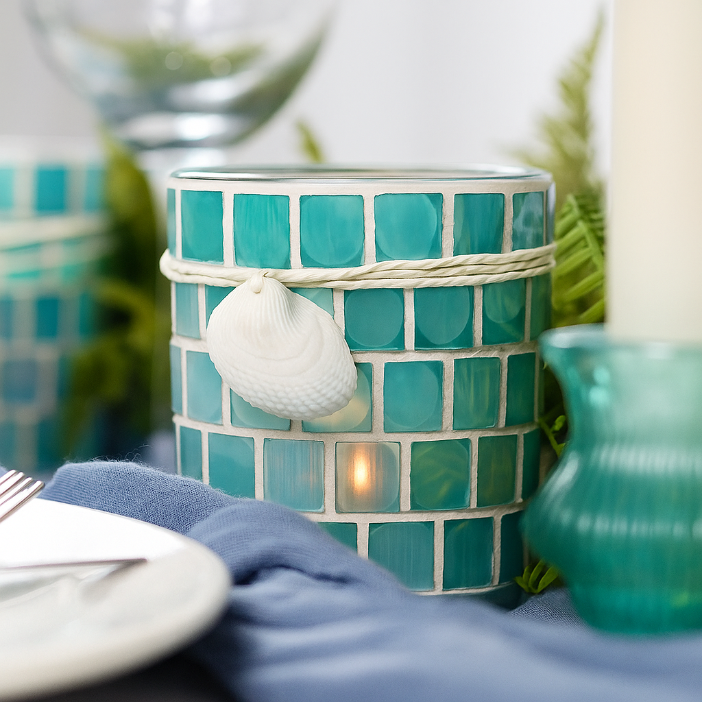 Mosaic Glass Candle Holder Set 3Pcs