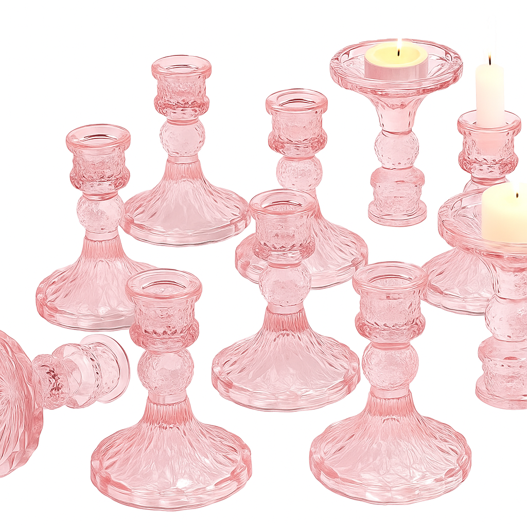Elegant Glass Candle Holder Set 2Pcs