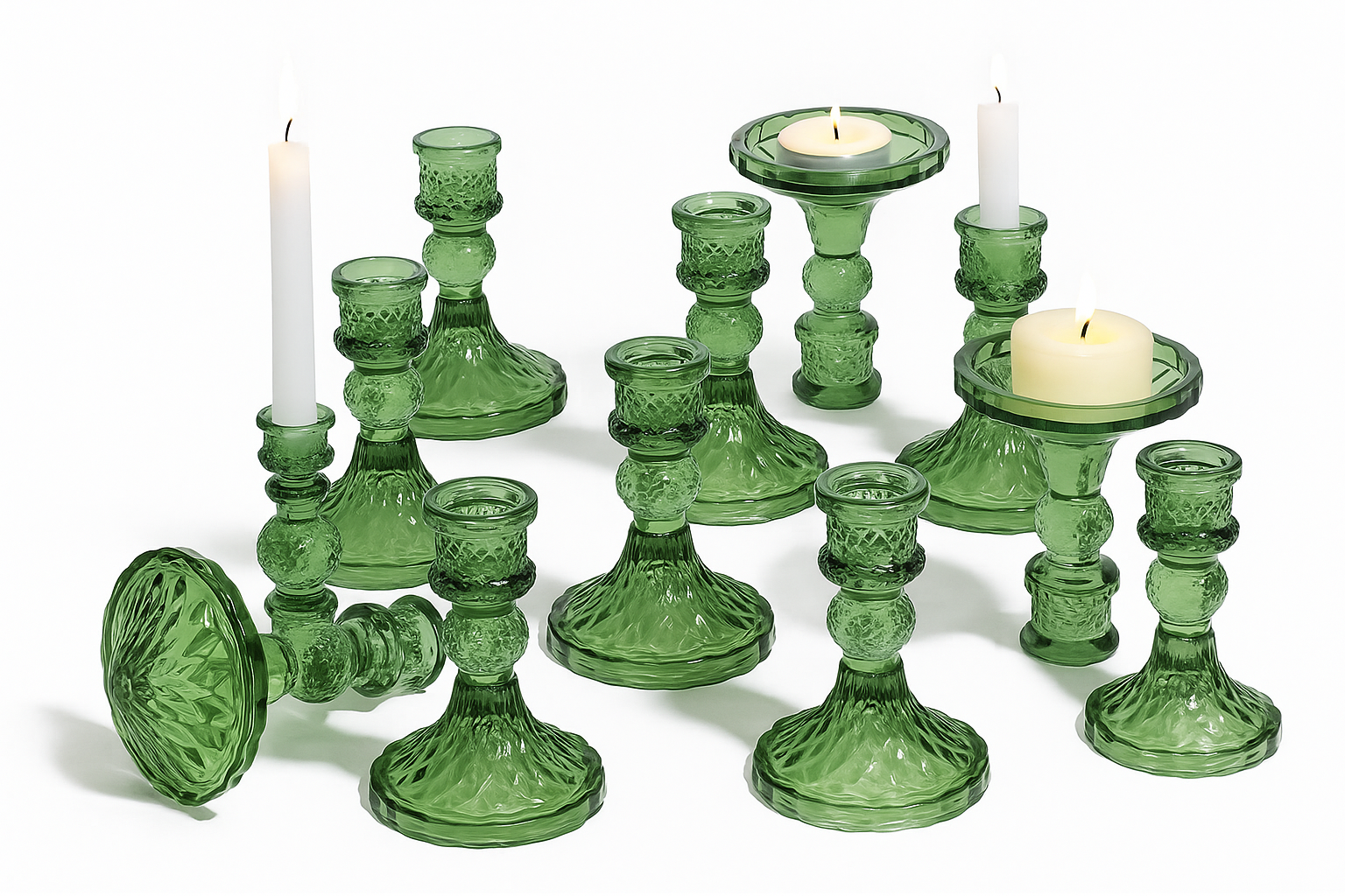 Elegant Glass Candle Holder Set 2Pcs