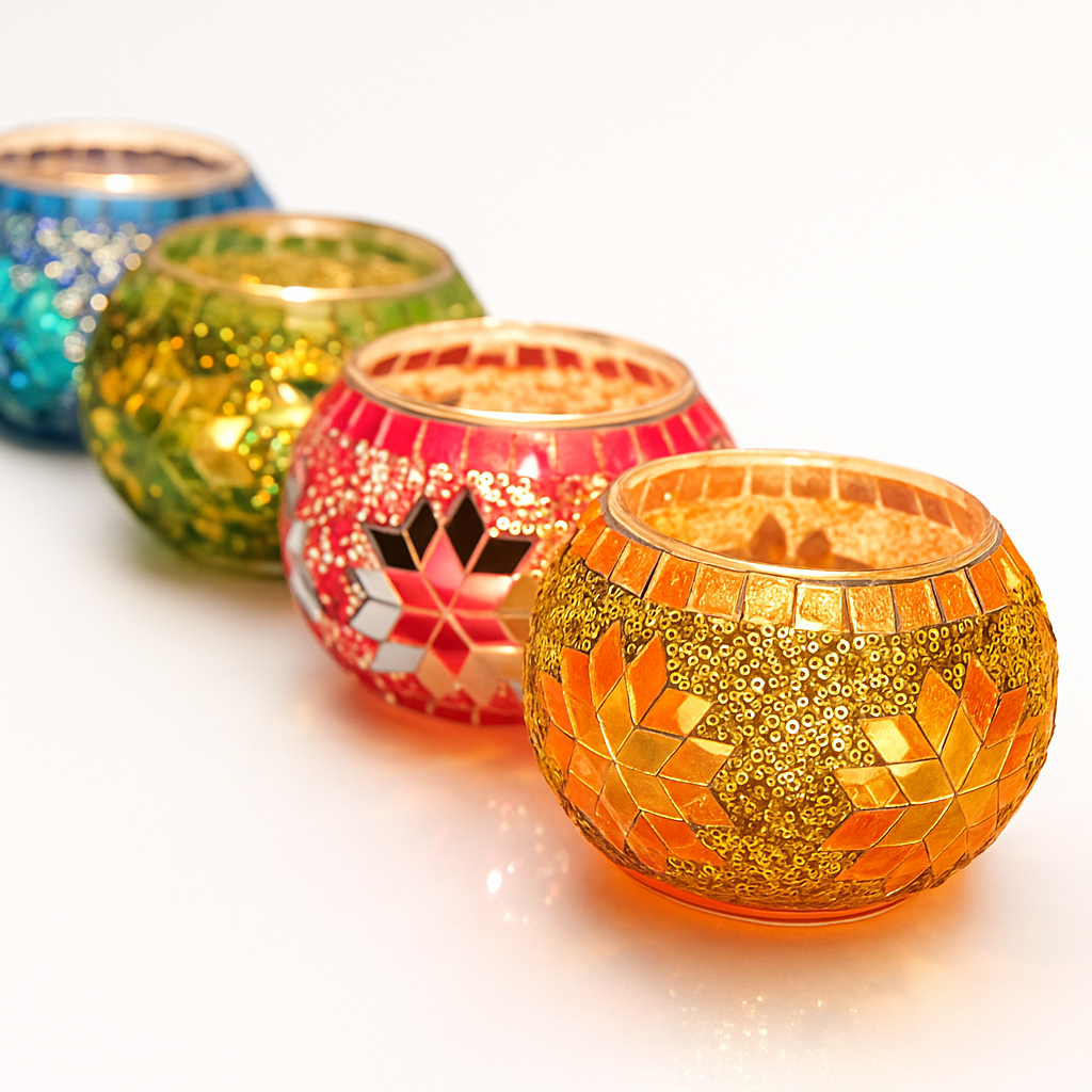 Glass Candle Holder Set 4Pcs