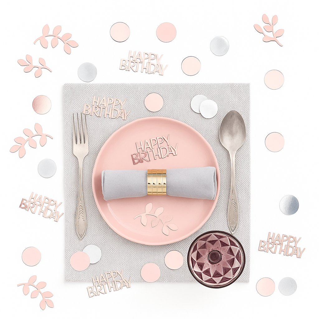 Rose Gold Pink Happy Birthday Confetti 120Pcs