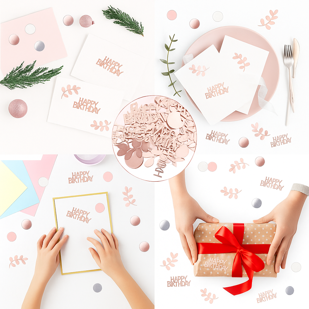 Rose Gold Pink Happy Birthday Confetti 120Pcs