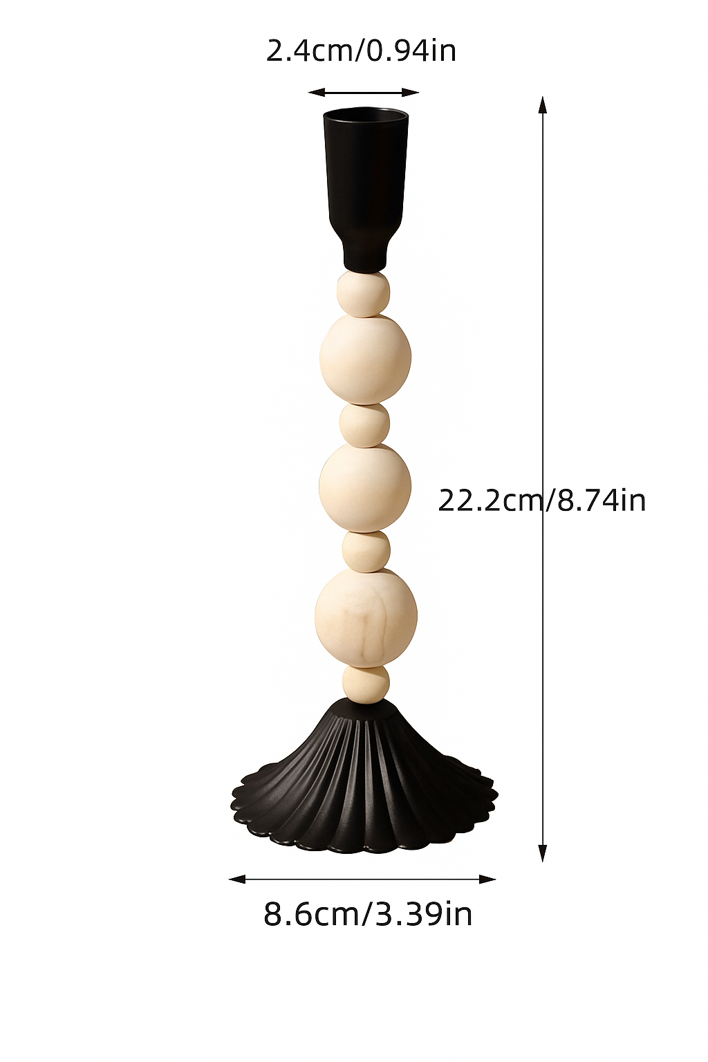 European Iron & Wood Bead Candle Holder 1Pc