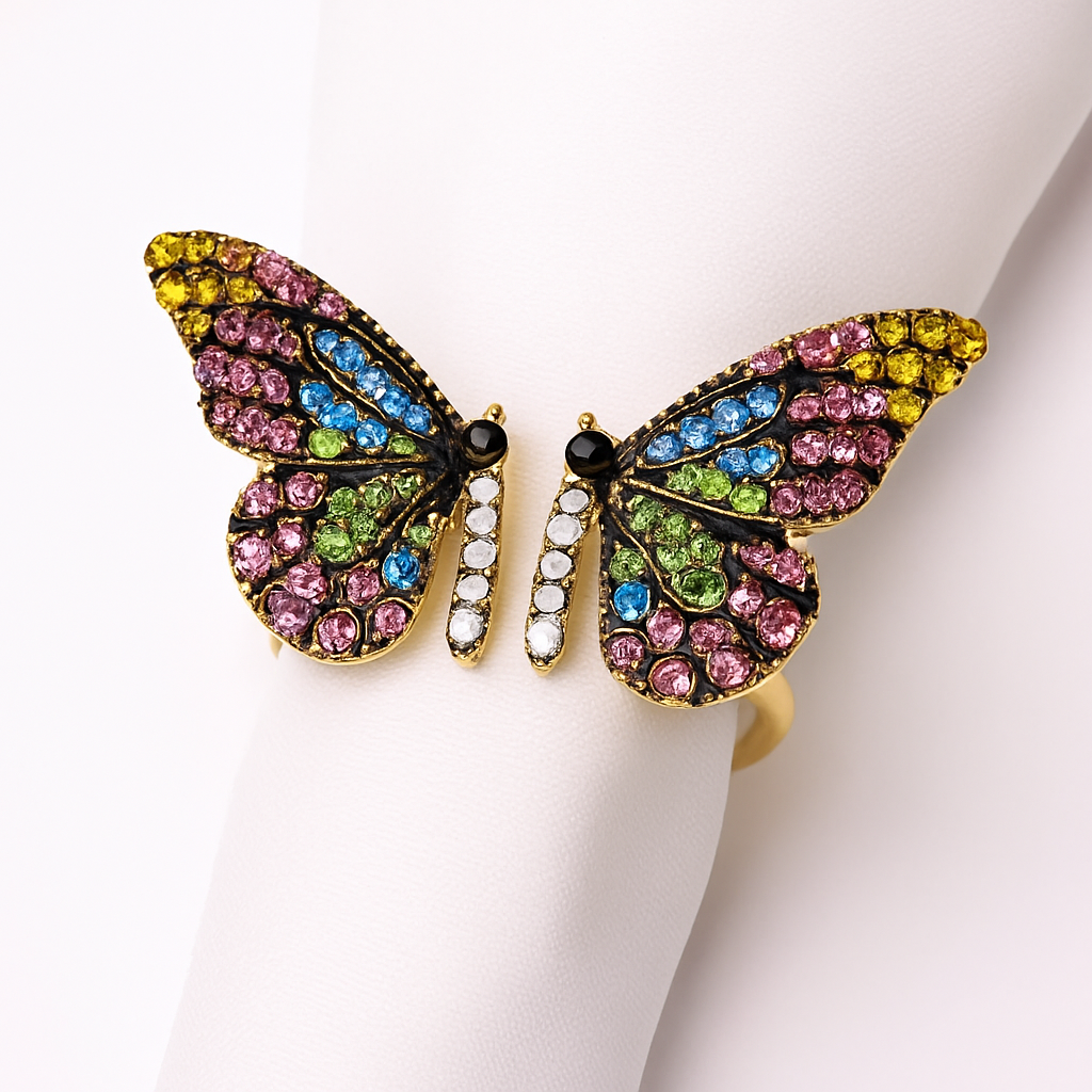 Rhinestone Butterfly Napkin Ring 6pcs