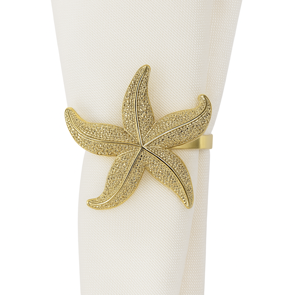 Gold Starfish Napkin Rings 12Pcs