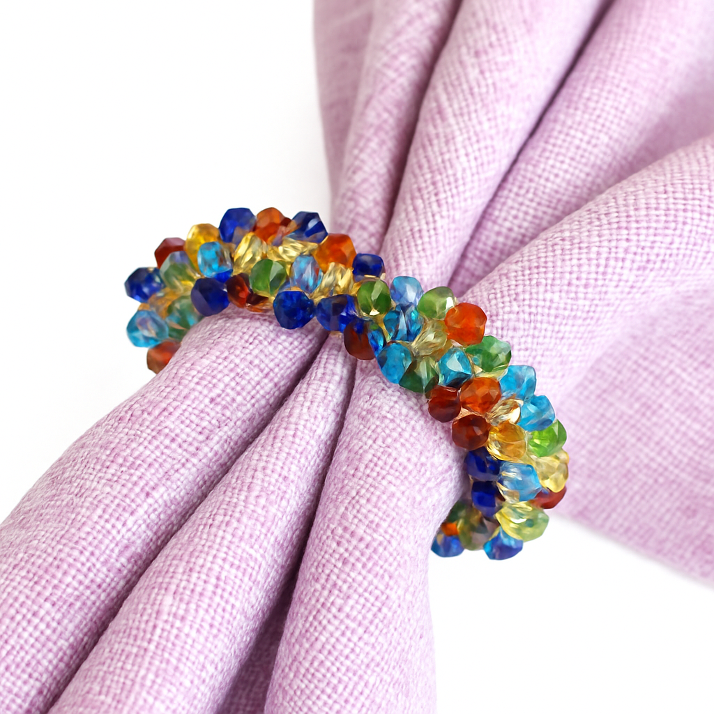 Crystal Beaded Napkin Rings 12Pcs