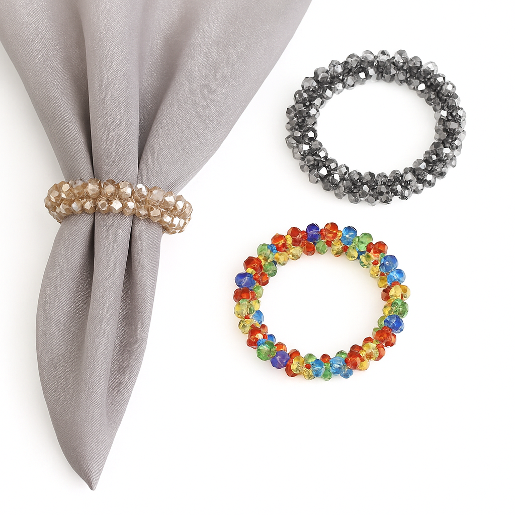 Crystal Beaded Napkin Rings 12Pcs