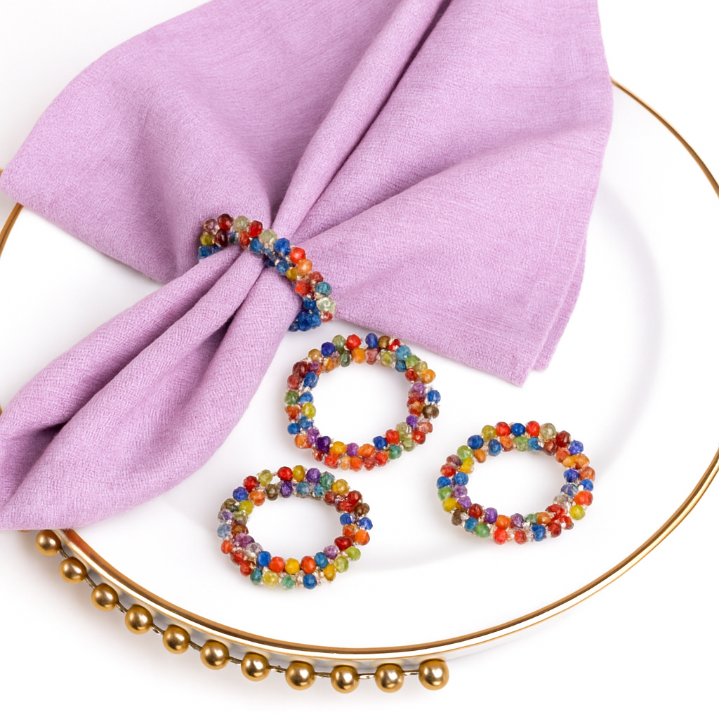 Crystal Beaded Napkin Rings 12Pcs