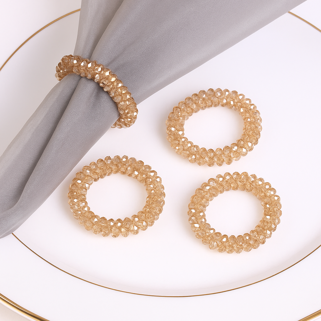 Crystal Beaded Napkin Rings 12Pcs