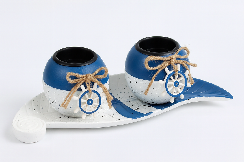 Nautical Wooden Tealight Candle Holder Set 3Pcs