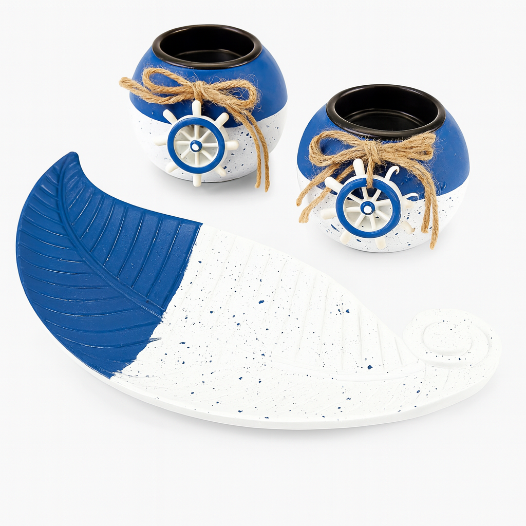 Nautical Wooden Tealight Candle Holder Set 3Pcs