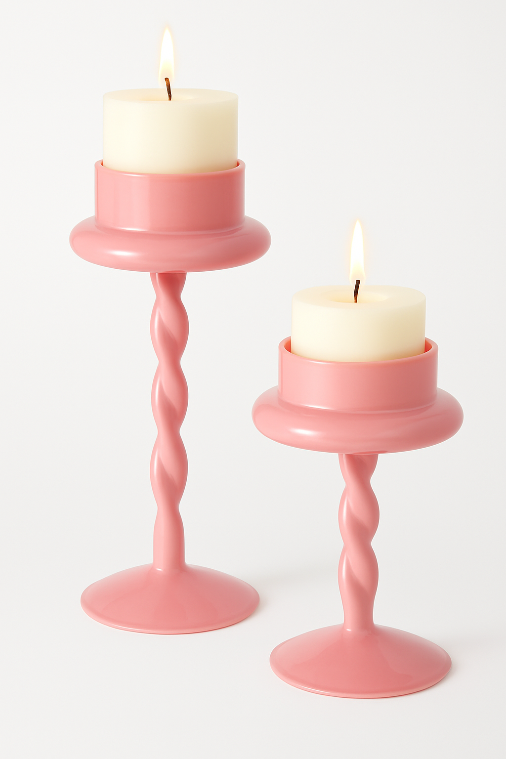 European Pink Glass Candle Holder 1Pc