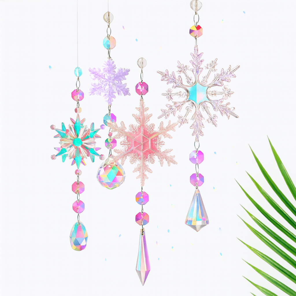 Crystal Snowflake Ornaments 4Pcs