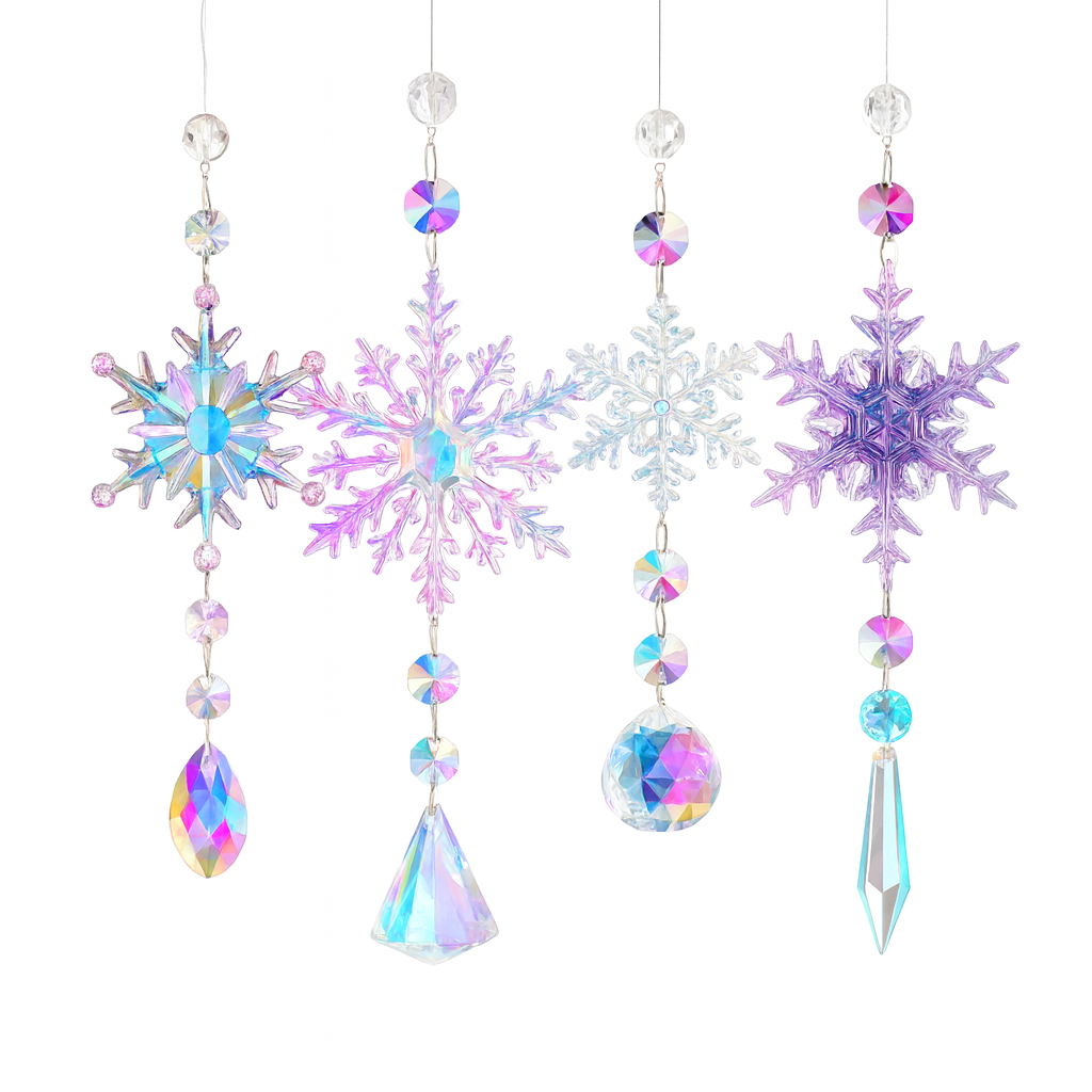 Crystal Snowflake Ornaments 4Pcs