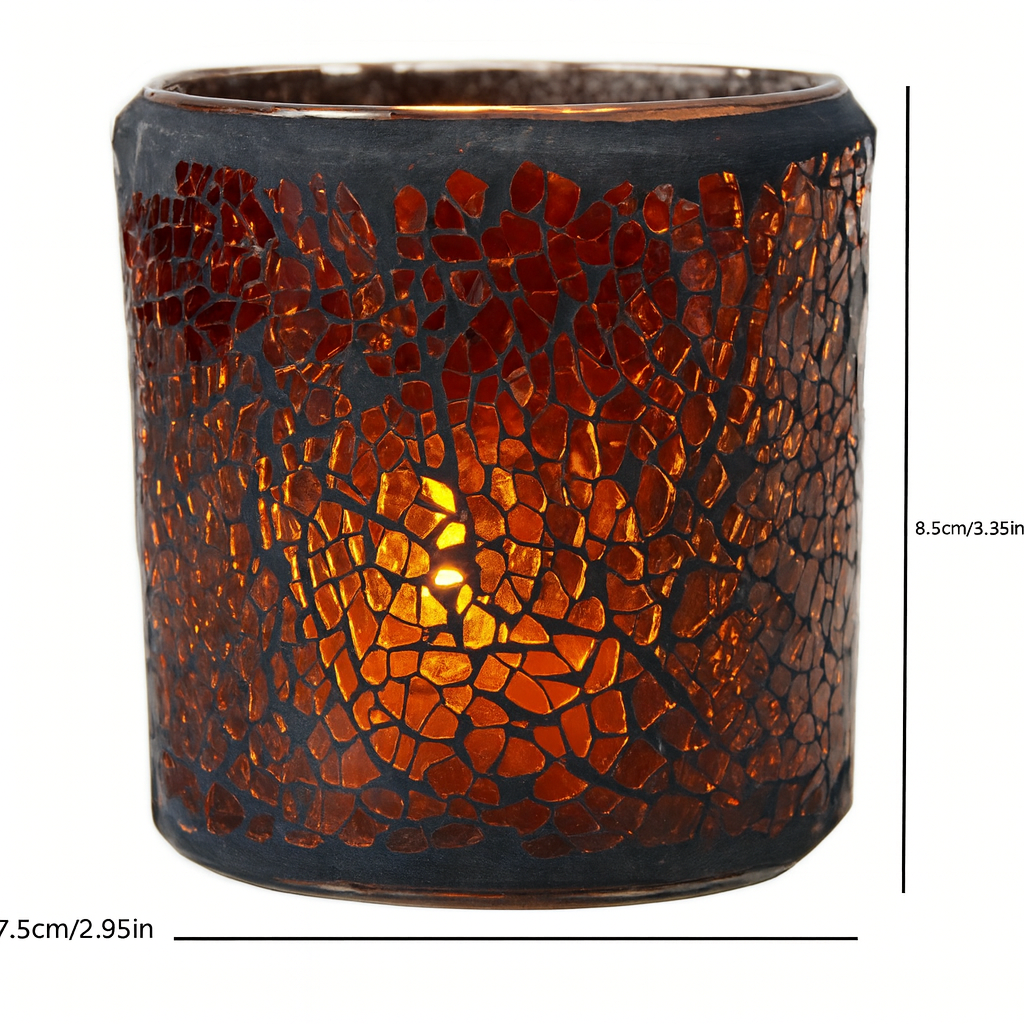Elegant Amber Glass Candle Holder 1Pc