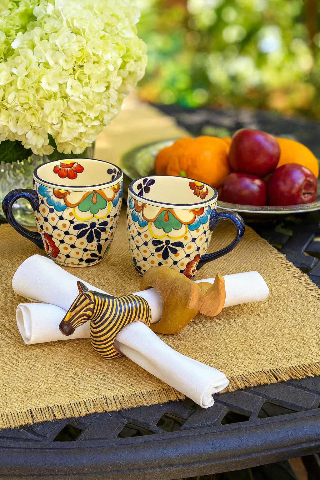 Mahogany Wood Animal Napkin Ring Set 6Pcs