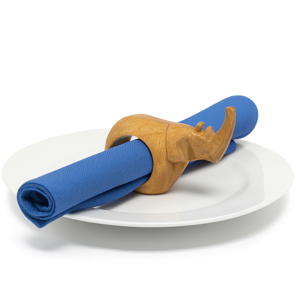 Mahogany Wood Animal Napkin Ring Set 6Pcs