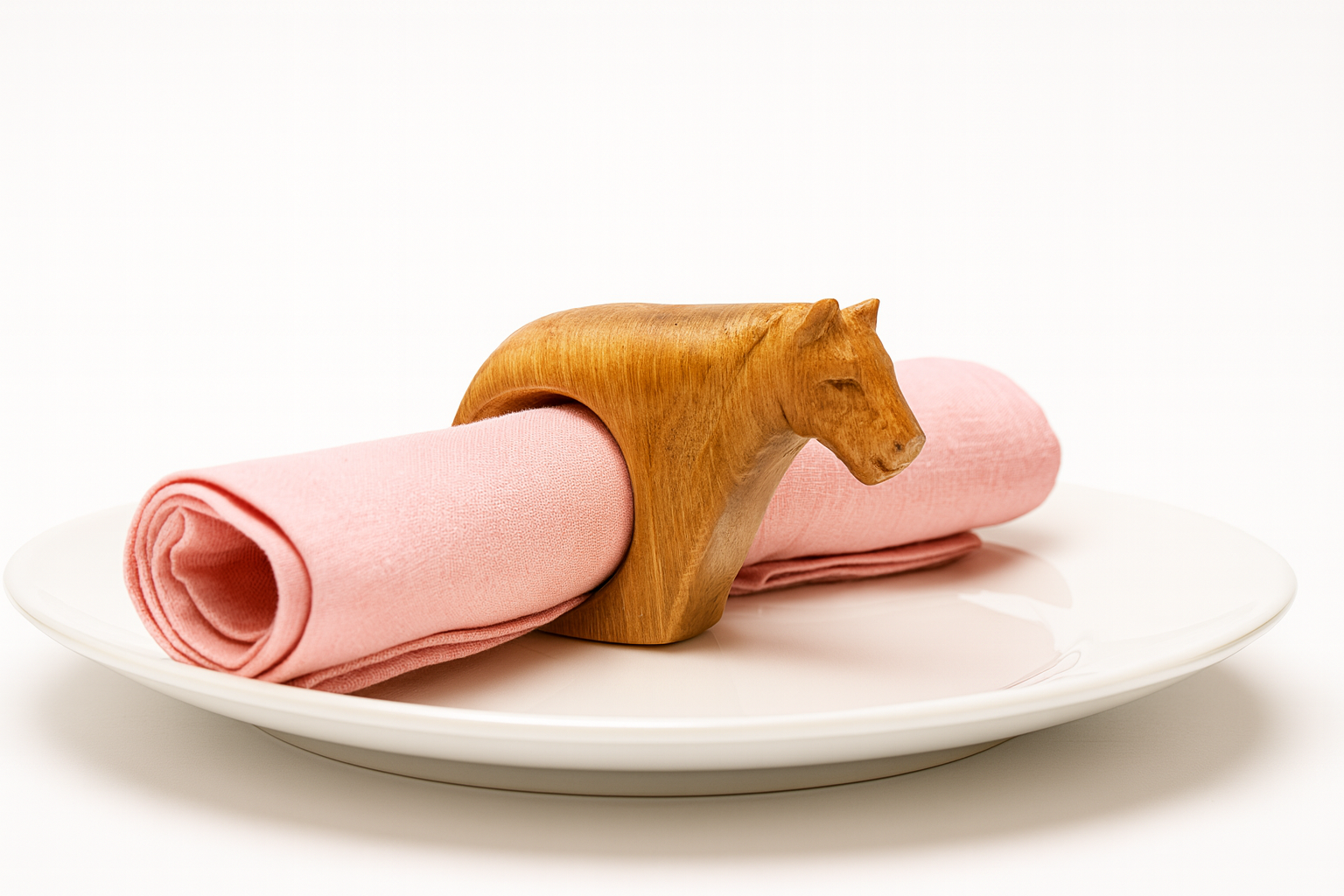 Mahogany Wood Animal Napkin Ring Set 6Pcs