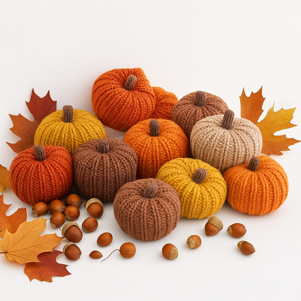 Mini Knitted Pumpkins 6Pcs