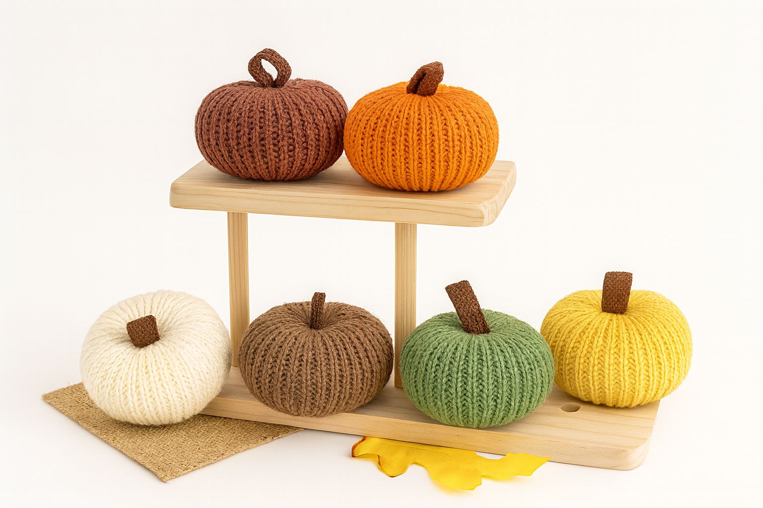 Mini Knitted Pumpkins 6Pcs