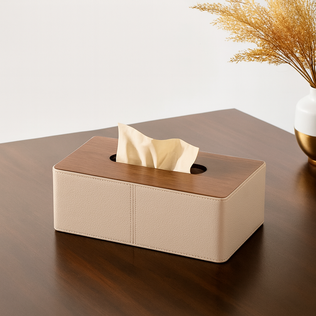 PU Leather Tissue Box Holder 1Pc