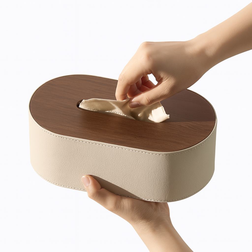 PU Leather Tissue Box Holder 1Pc