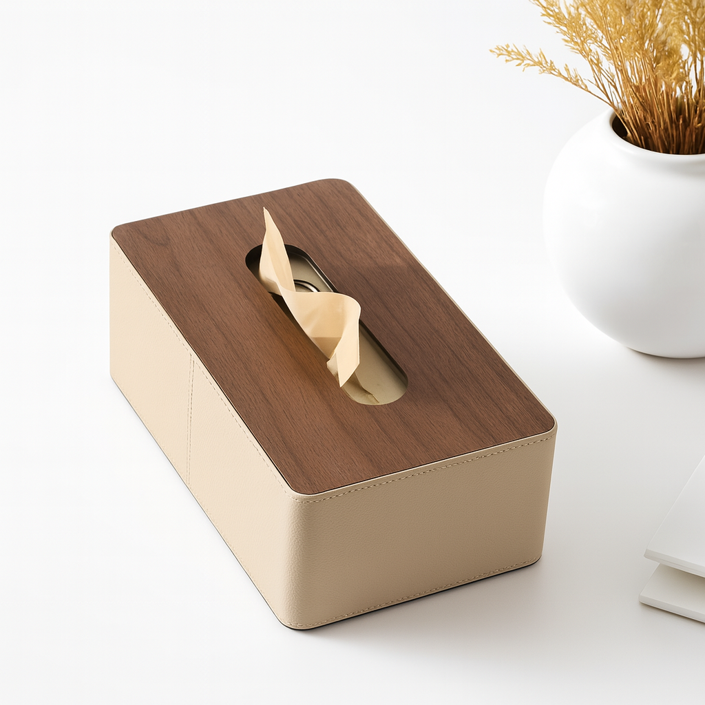 PU Leather Tissue Box Holder 1Pc