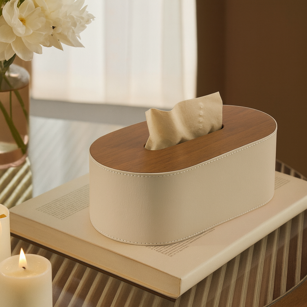PU Leather Tissue Box Holder 1Pc