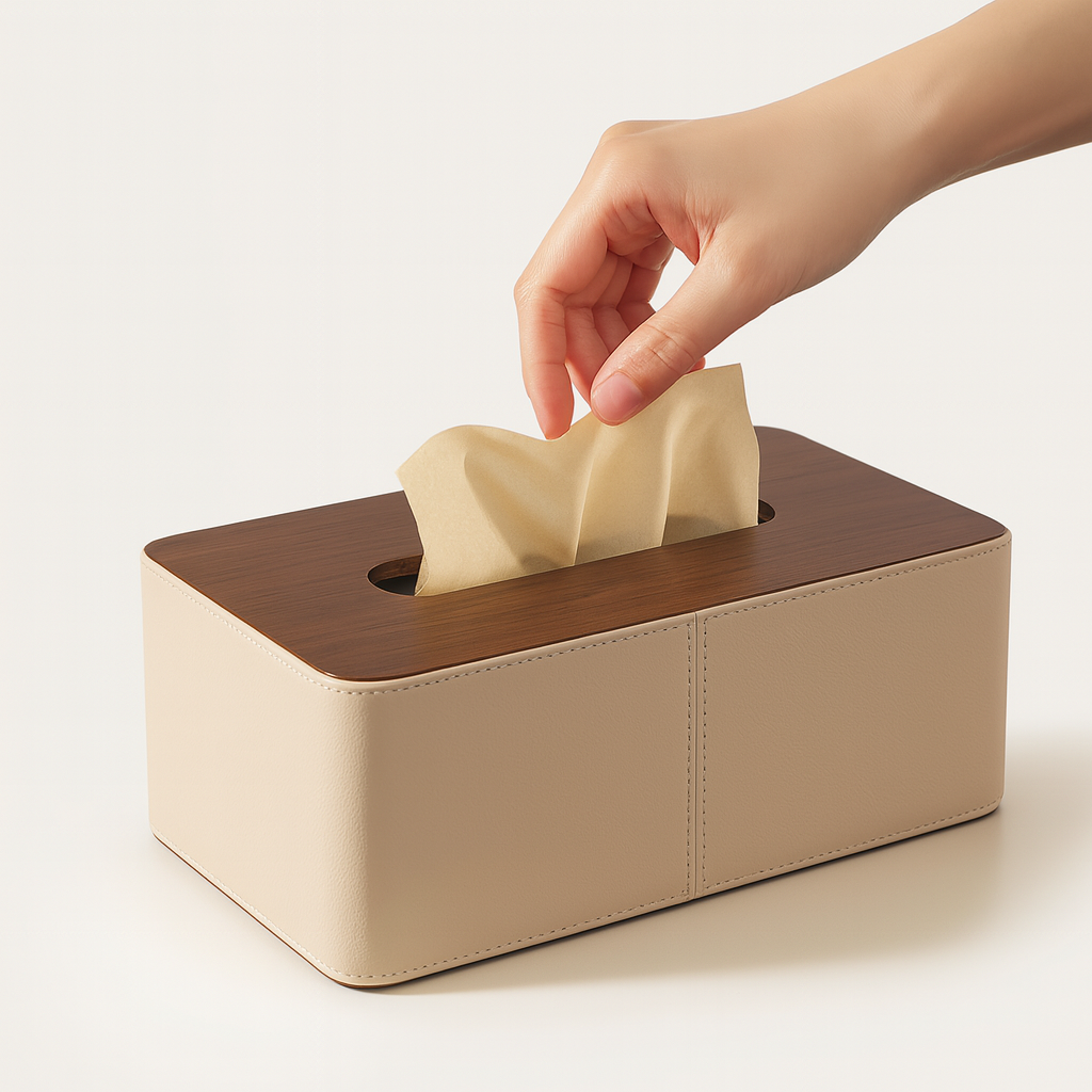 PU Leather Tissue Box Holder 1Pc