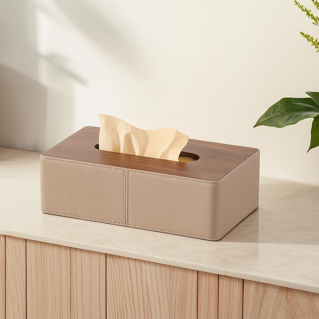 PU Leather Tissue Box Holder 1Pc