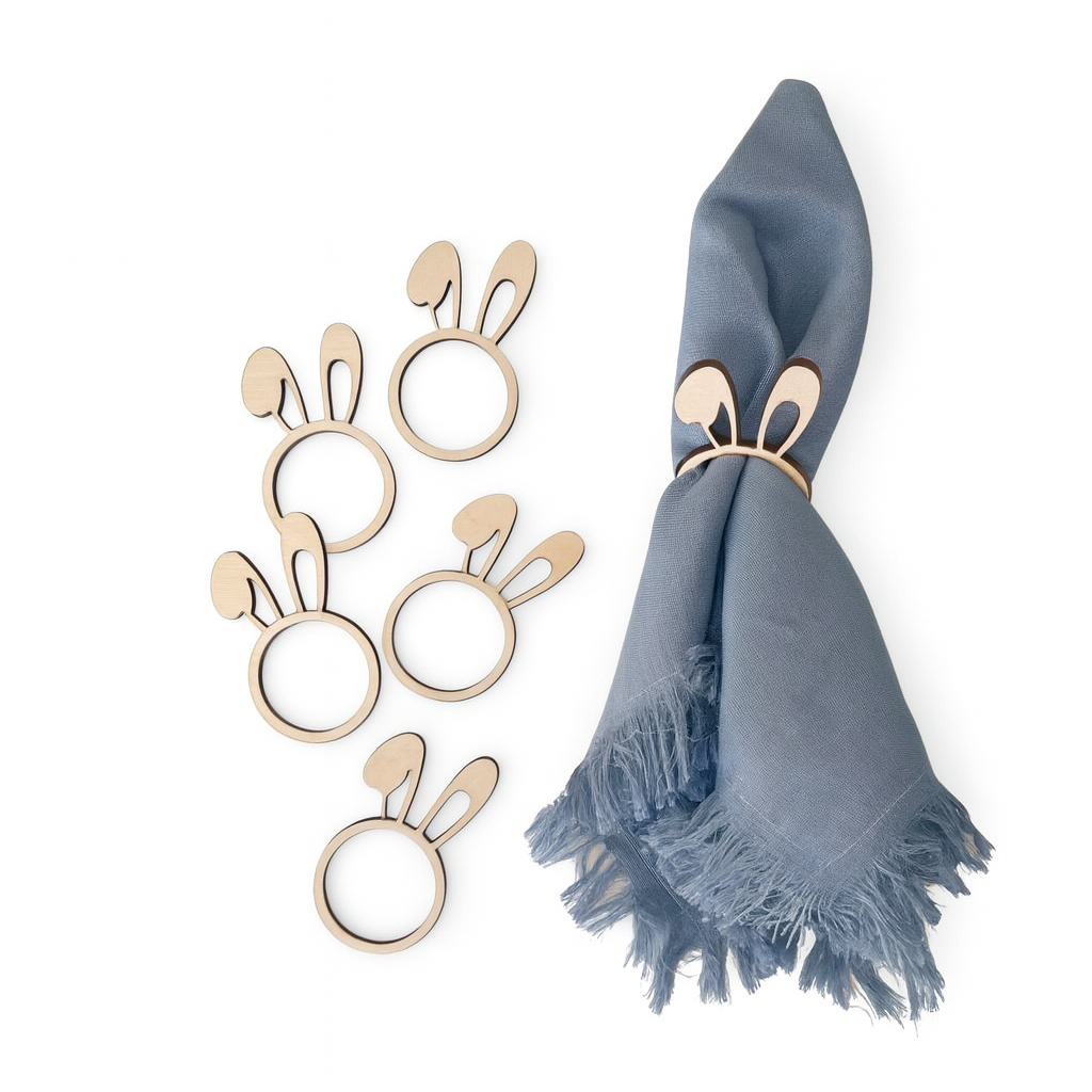 Wooden Rabbit Napkin Rings 8pcs