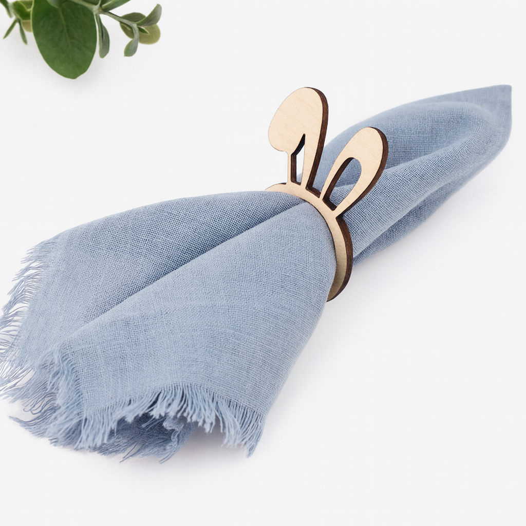 Wooden Rabbit Napkin Rings 8pcs
