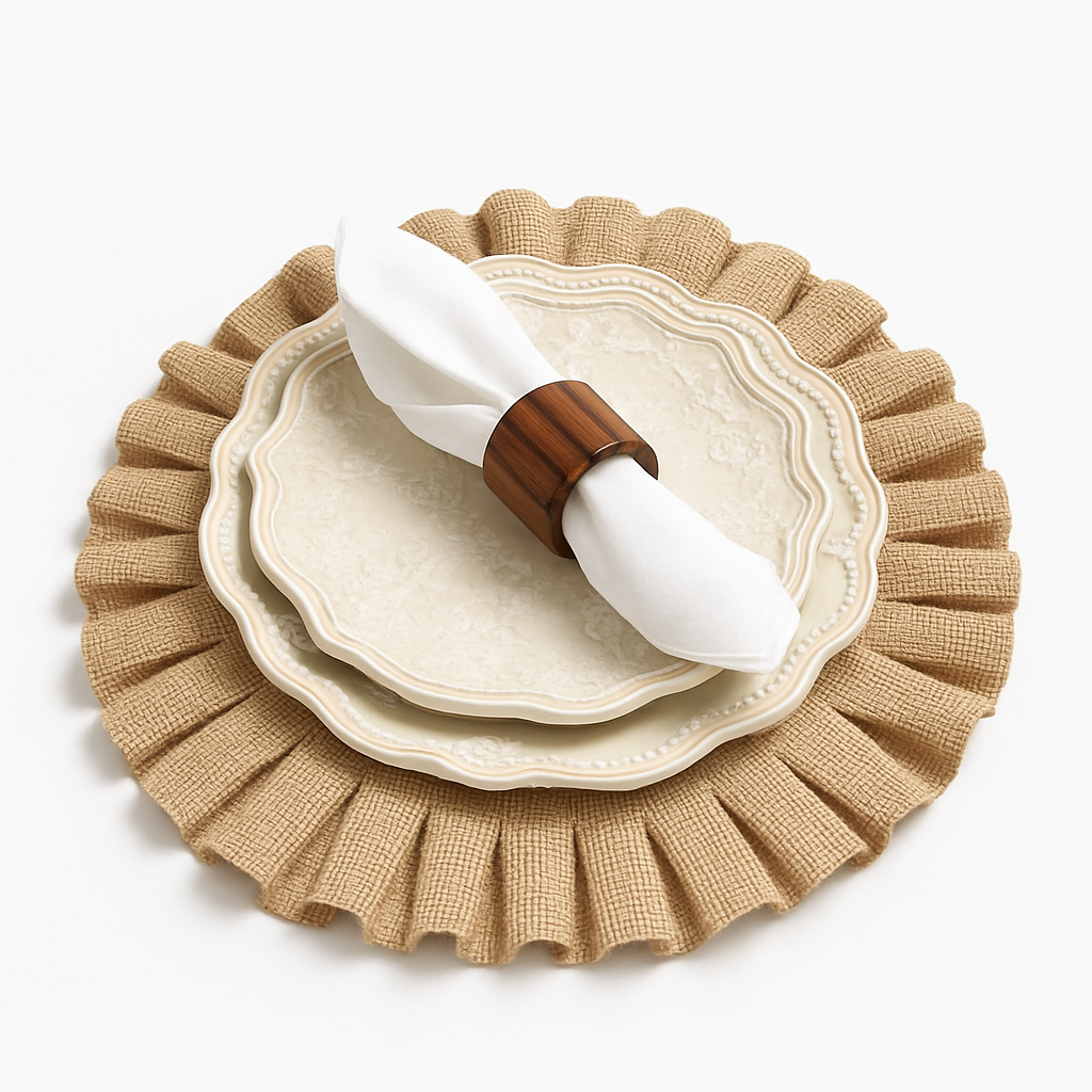 Bohemian Round Burlap Placemats 4/6Pcs