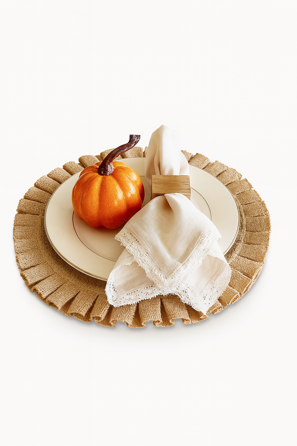 Bohemian Round Burlap Placemats 4/6Pcs
