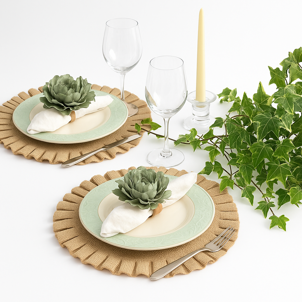 Bohemian Round Burlap Placemats 4/6Pcs