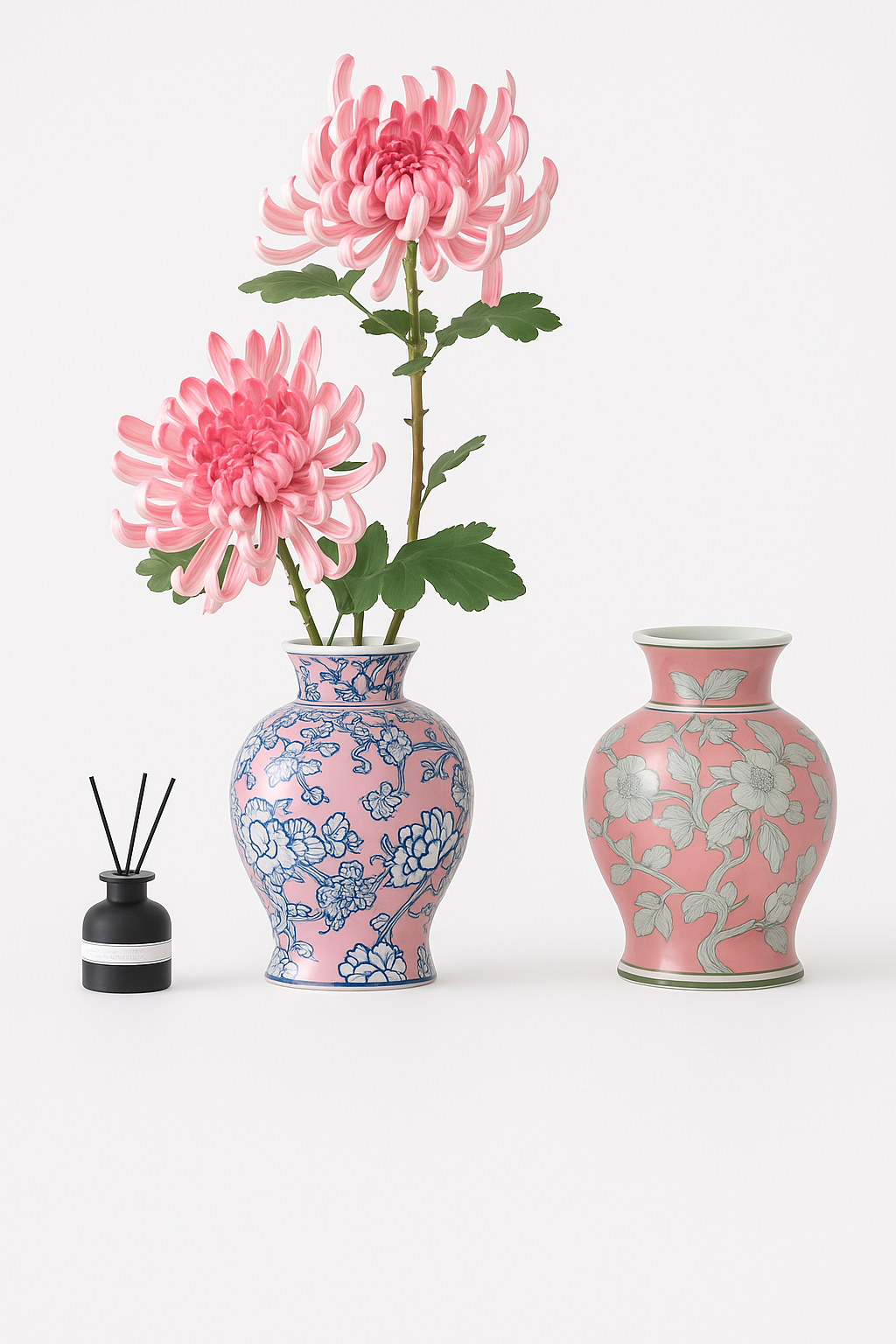 Vintage Chinese-Inspired Floral Vase 1pc