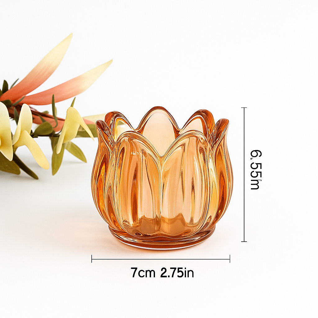 Tulip-Shaped Glass Candle Holders 3Pcs