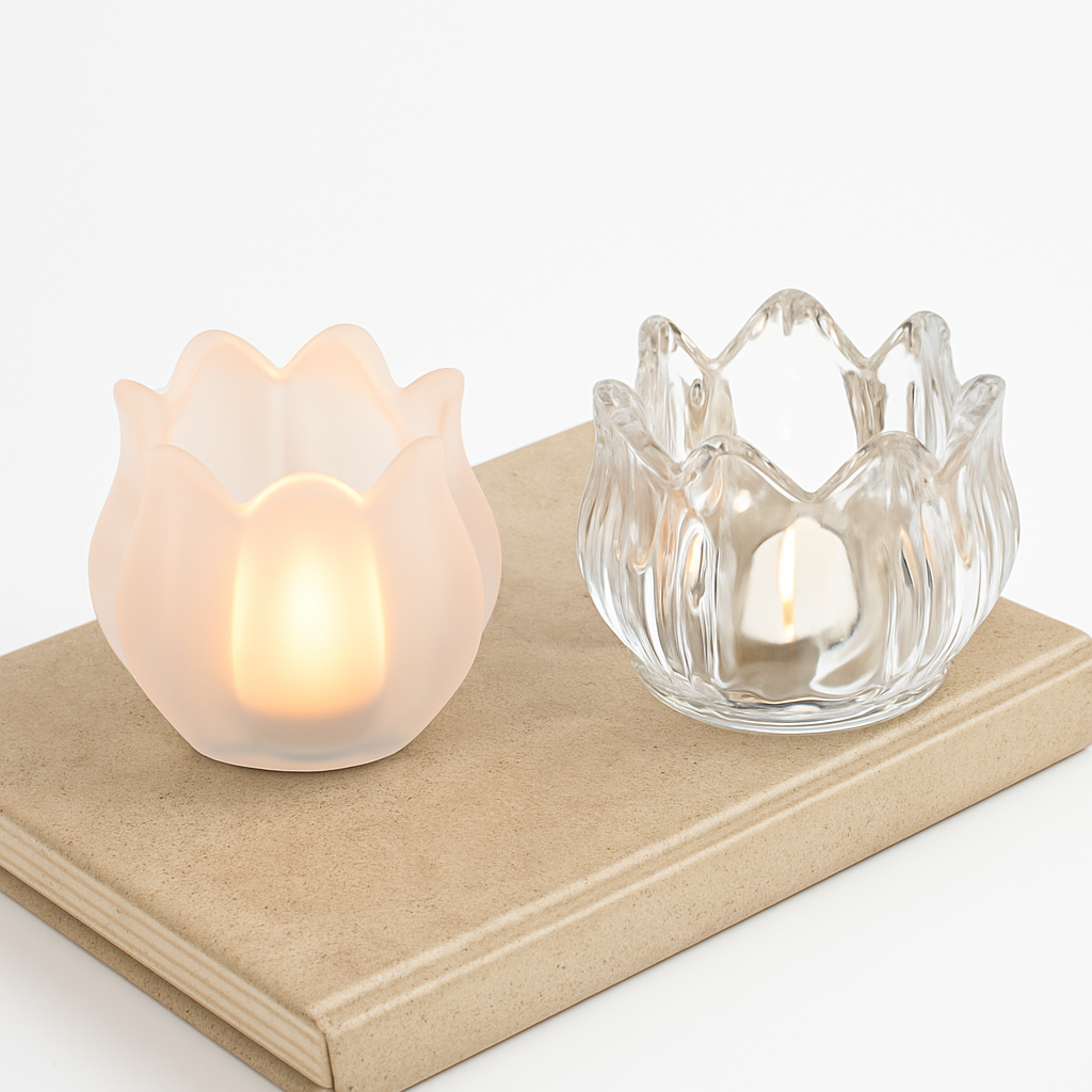 Tulip-Shaped Glass Candle Holders 3Pcs