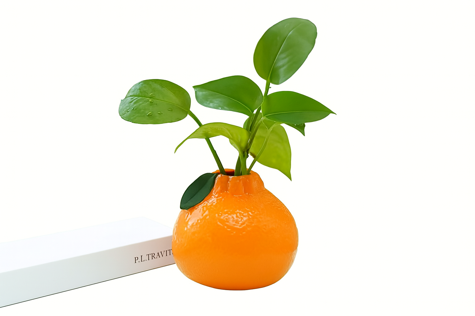 Ceramic Orange Vase with Textured Design 1Pc