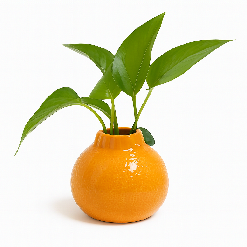 Ceramic Orange Vase with Textured Design 1Pc