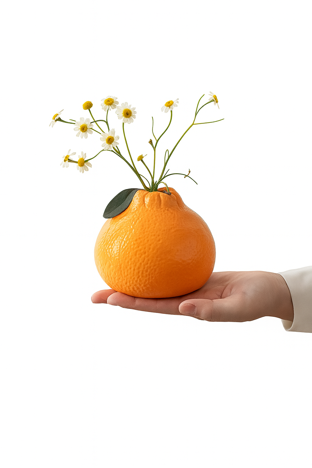 Ceramic Orange Vase with Textured Design 1Pc