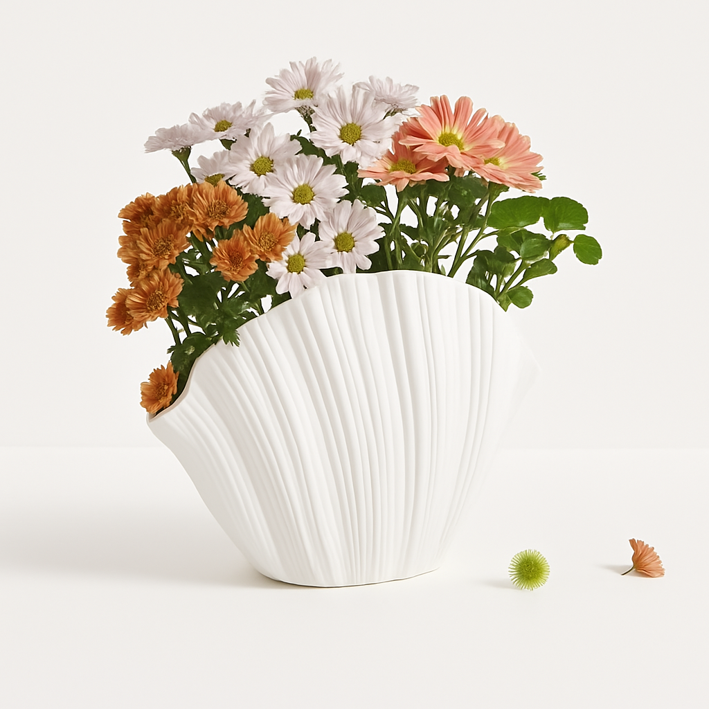 Shell-Shaped Resin Vase