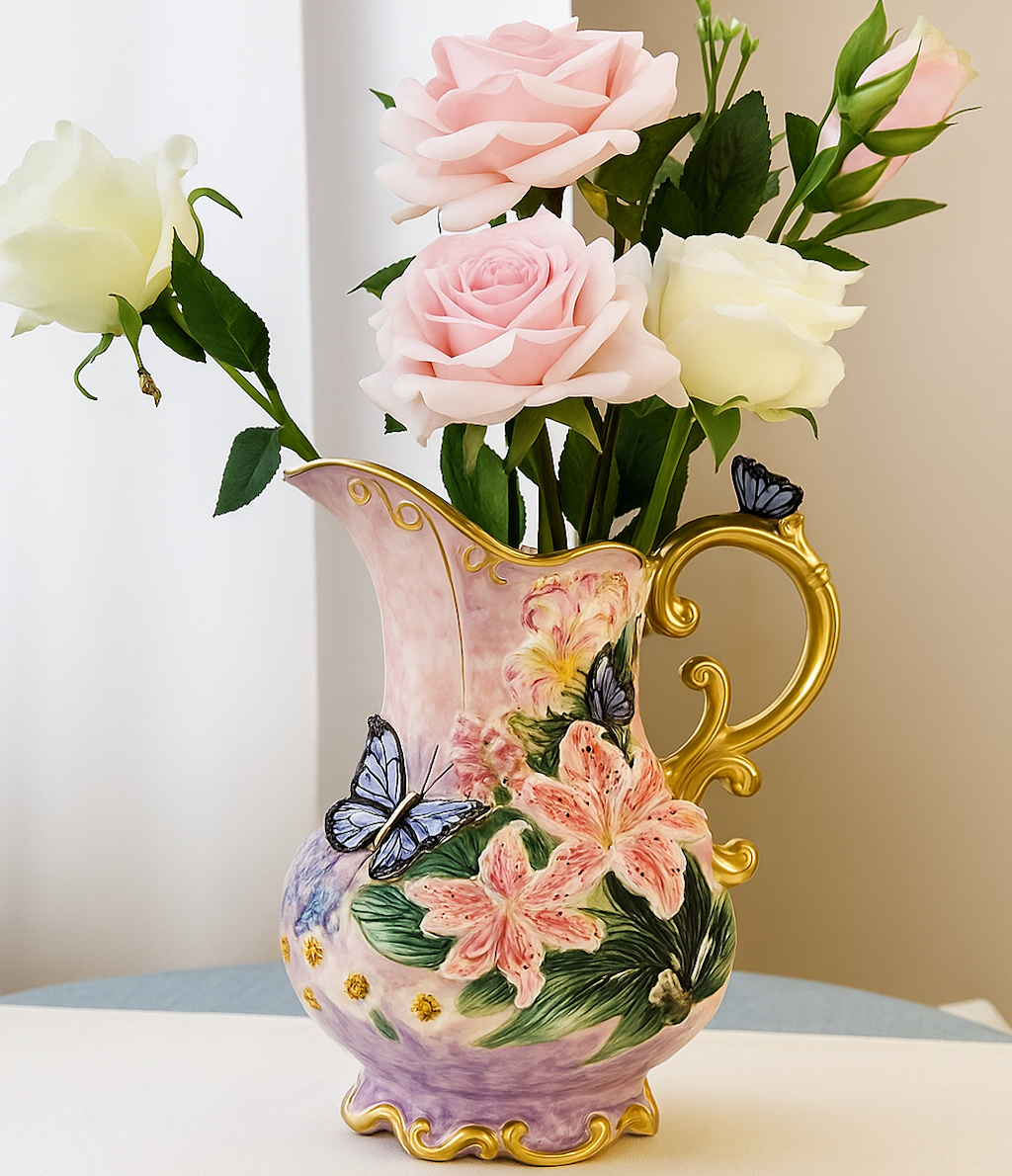 Whimsical Ceramic Water Pitcher Vase