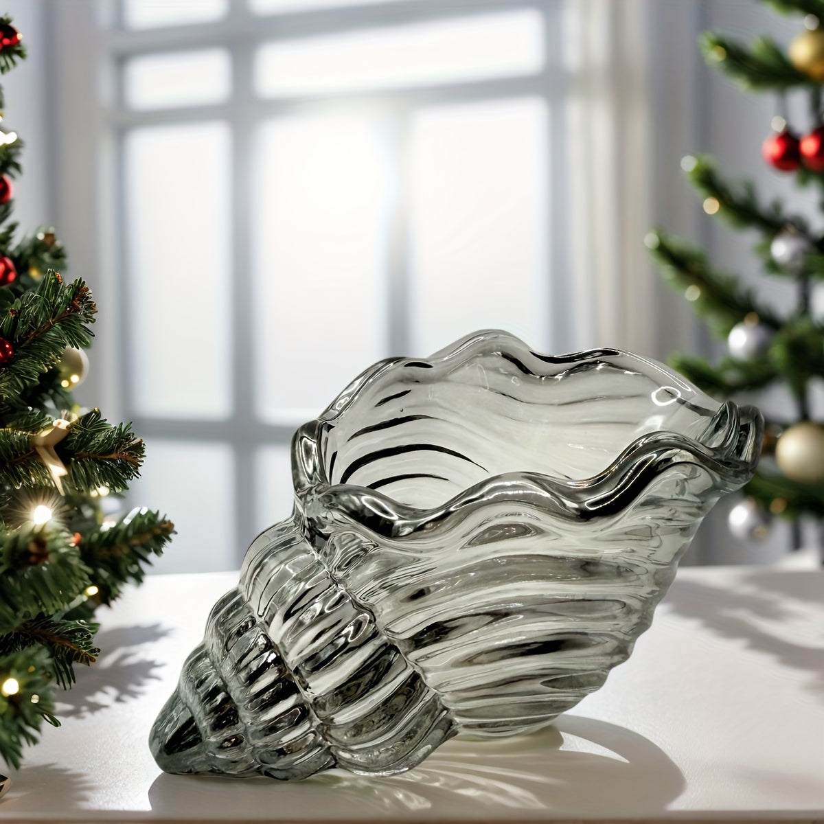 Seashell-Shaped Glass Candle Holder