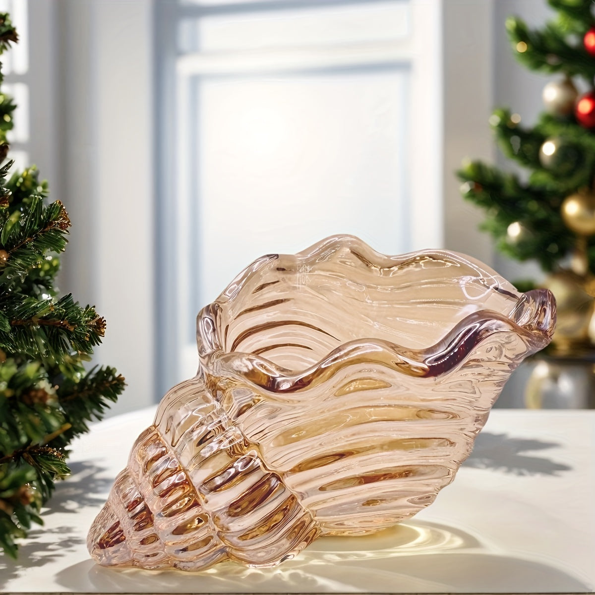Seashell-Shaped Glass Candle Holder